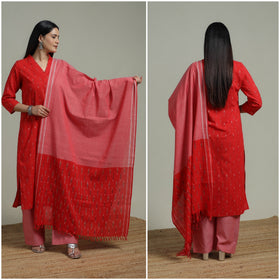 Pochampally Ikat Cotton Suit Set with Dupatta for women 18