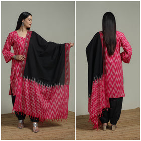 Pochampally Ikat Cotton Suit Set with Dupatta for women 05