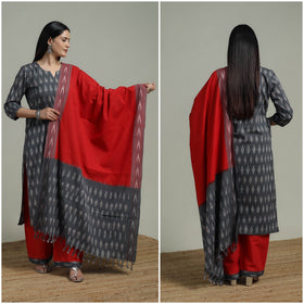 Pochampally Ikat Cotton Suit Set with Dupatta for women 13