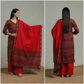 Pochampally Ikat Cotton Suit Set with Dupatta for women 11