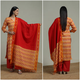 Pochampally Ikat Cotton Suit Set with Dupatta for women 08