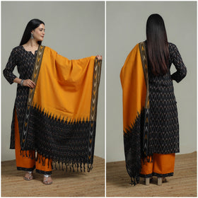 Pochampally Ikat Cotton Suit Set with Dupatta for women 14