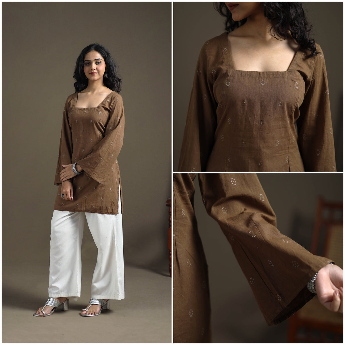 Jacquard Cotton Short Kurta for Women 32