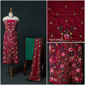 Hand Embroidered Georgette 3pc Unstitched Dress Material Suit Set 18