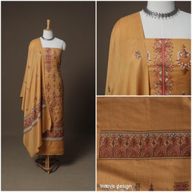 Woolen Heavy Chain Stitch Embroidered Unstitched Dress Material: Kurta, Bottom & Dupatta 40