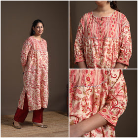 Gota Work Floral Sanganeri Block Print Cotton Straight Long Kurta for Women 01