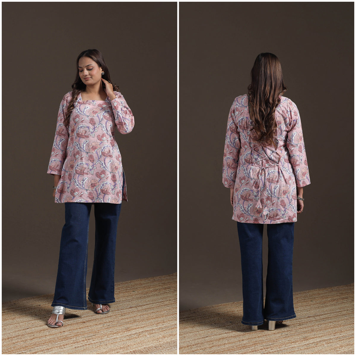Sanganeri Floral Print Cotton Short Kurta for Women 13