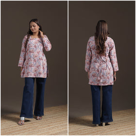 Sanganeri Floral Print Cotton Short Kurta for Women 13