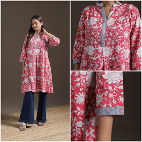 Sanganeri Floral Print Cotton A-Line Kurta for Women 04