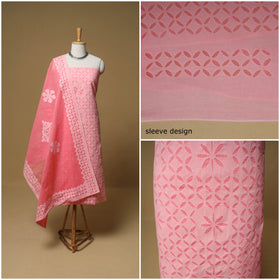 Barmer Applique Cutwork Cotton Unstitched Dress Material: Kurta, Bottom & Dupatta 16