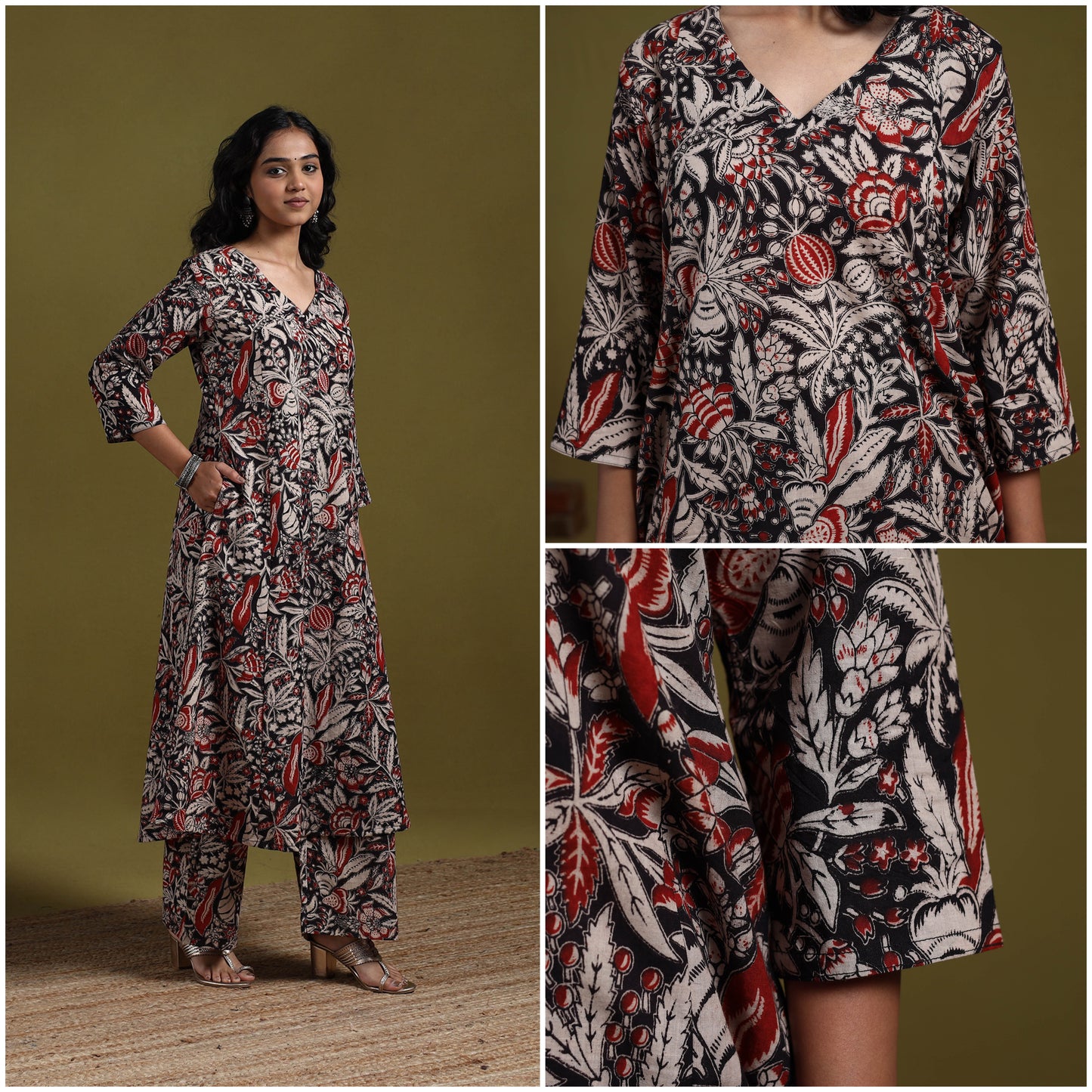 Kalamkari Printed Cotton 2pc Kurta Set for women 10