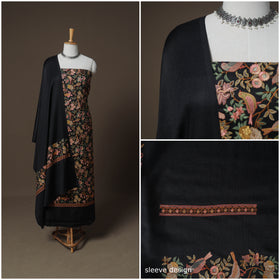 Woolen Heavy Embroidered Unstitched Dress Material: Kurta, Bottom & Dupatta 32