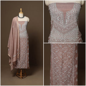 Pink - 2pc mul chanderi semi stitched hand beads work