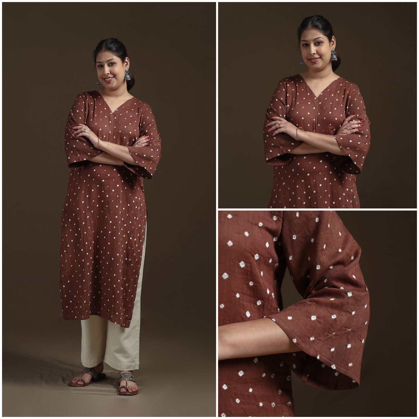 Bandhani Tie-Dye Cotton Straight Kurta for women 05