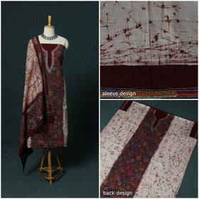 Bengal Kantha Work Cotton 2pc Unstitched Batik Print Dress Material Kurta Set 15