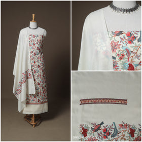 Woolen Heavy Embroidered Unstitched Dress Material: Kurta, Bottom & Dupatta 27