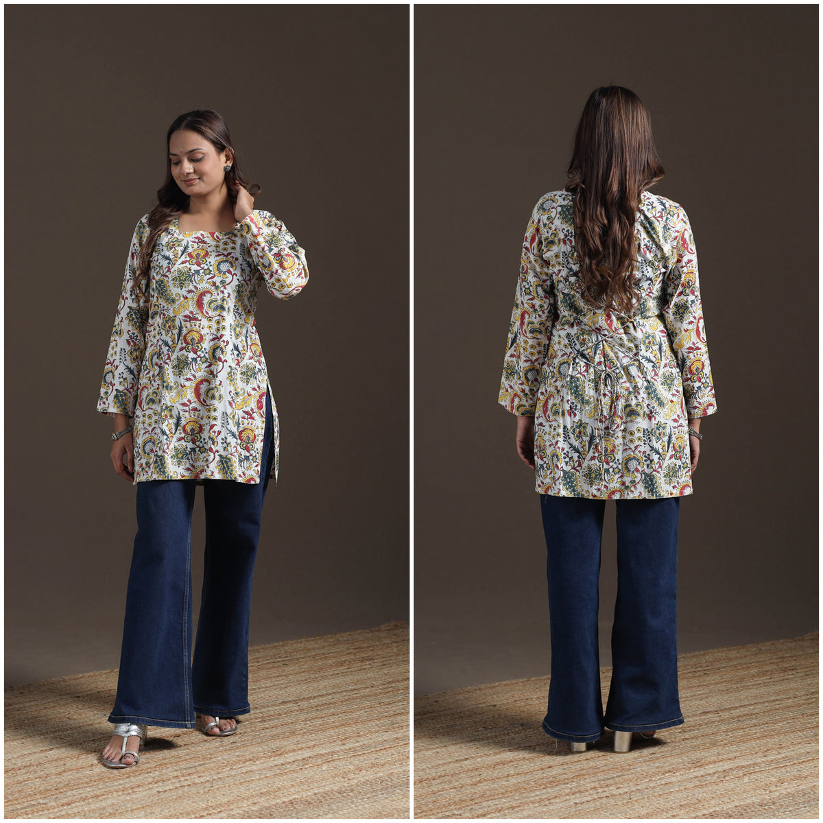 Sanganeri Floral Print Cotton Short Kurta for Women 10