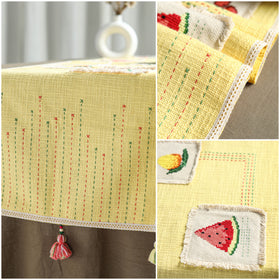 Yellow - tribal hand embroidered table runner by kamli 02