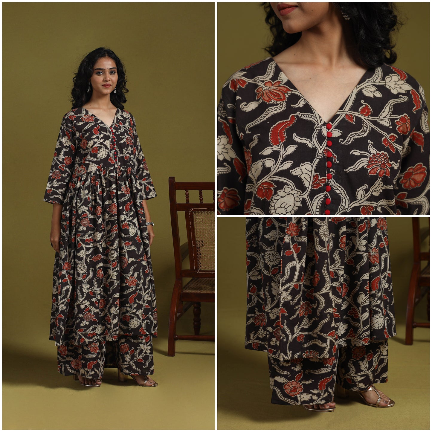 Kalamkari Printed Cotton 2pc Kurta Set for women 08