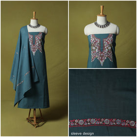 Hand Embroidered Cotton Kashida 3pc Unstitched Dress Material Suit Set 70