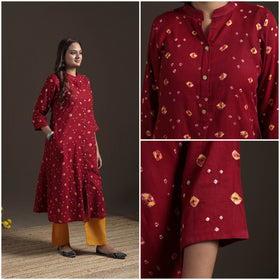 Bandhani Tie-Dye Cotton A-Line Long Kurta for Women 23
