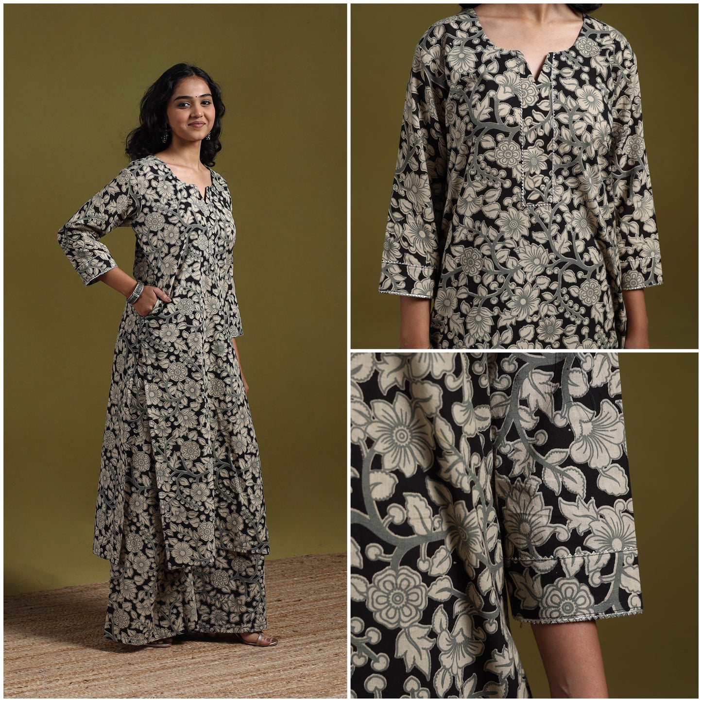 Kalamkari Printed Cotton 2pc Kurta Set for women 14