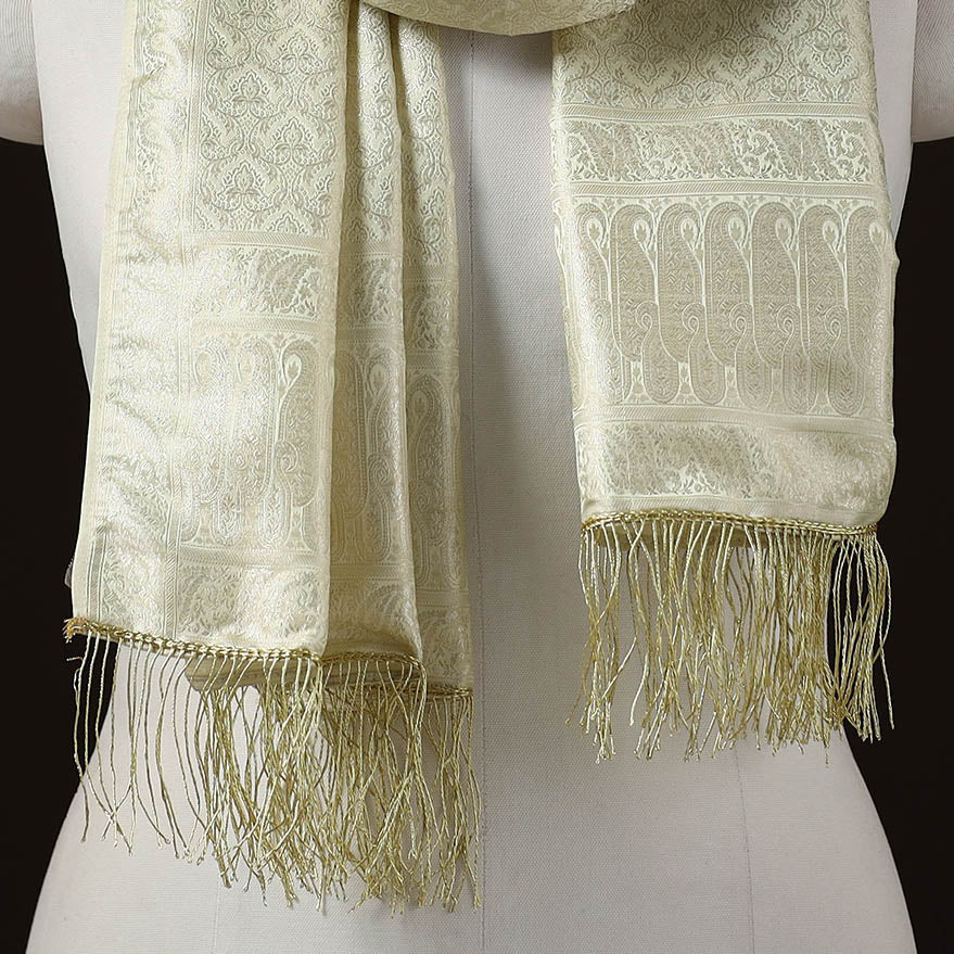 Brocade handloom semi silk banarasi stole 01 - handcrafted