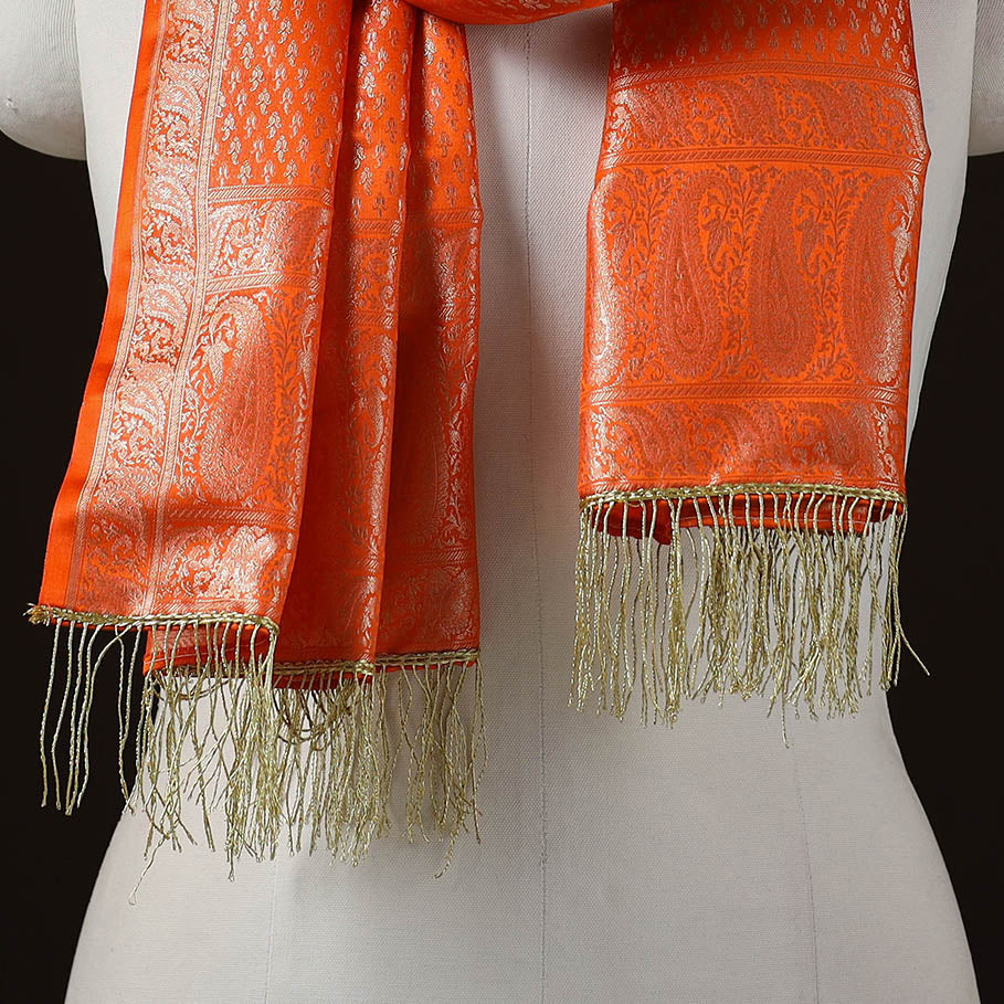 Brocade handloom semi silk banarasi stole 04 - handcrafted