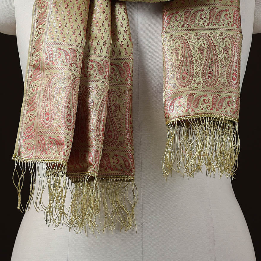 Brocade handloom semi silk banarasi stole 06 - handcrafted