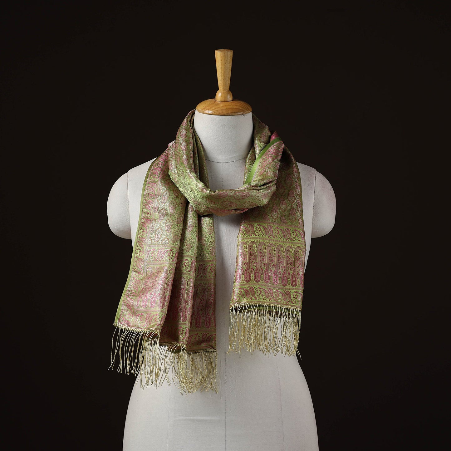 Brocade handloom semi silk banarasi stole 07 - handcrafted