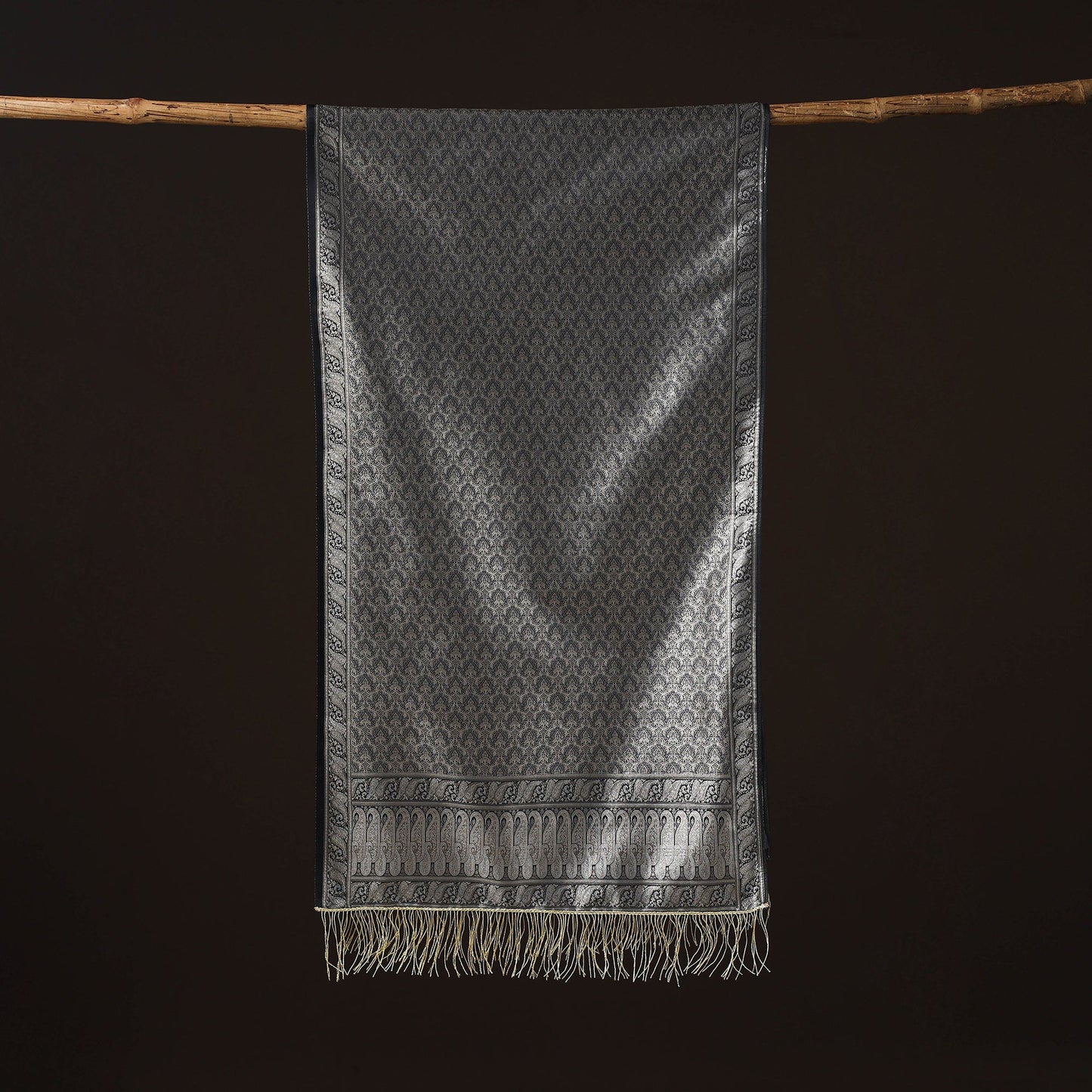 Brocade handloom semi silk banarasi stole 08 - handcrafted