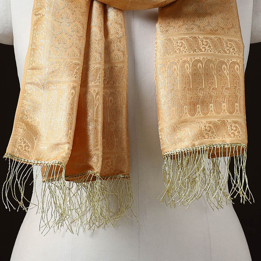 Brocade handloom semi silk banarasi stole 09 - handcrafted