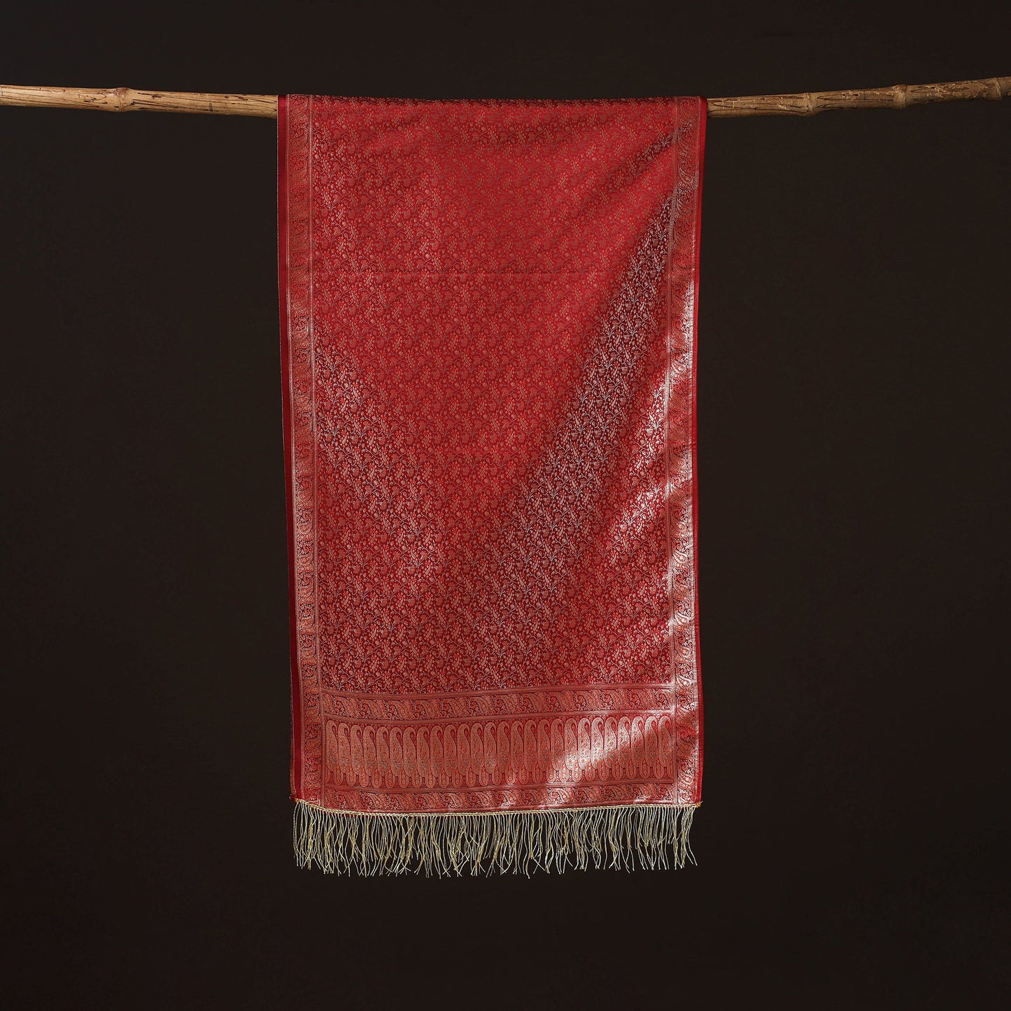 Brocade handloom semi silk banarasi stole 10 - handcrafted