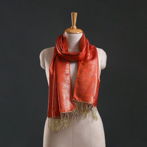 Brocade handloom semi silk banarasi stole 11 - handcrafted