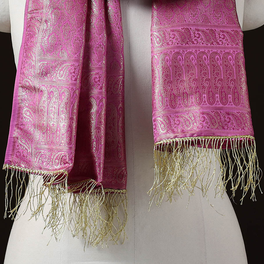 Brocade handloom semi silk banarasi stole 11 - handcrafted
