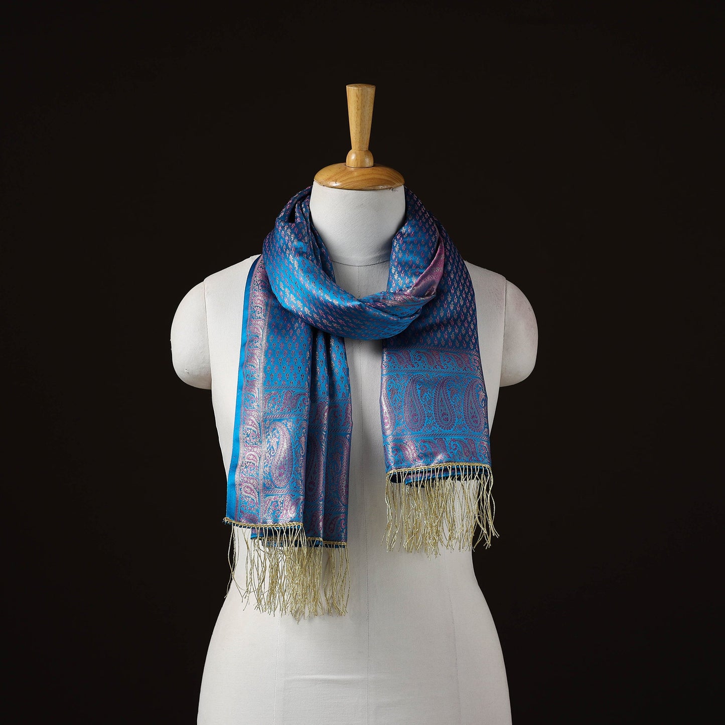 Brocade handloom semi silk banarasi stole 12 - handcrafted