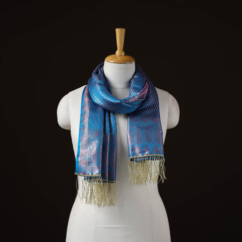 Brocade handloom semi silk banarasi stole 12 - handcrafted