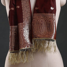 Brocade handloom semi silk banarasi stole 12 - handcrafted
