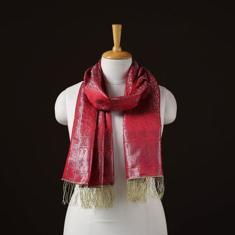 Brocade handloom semi silk banarasi stole 13 - handcrafted