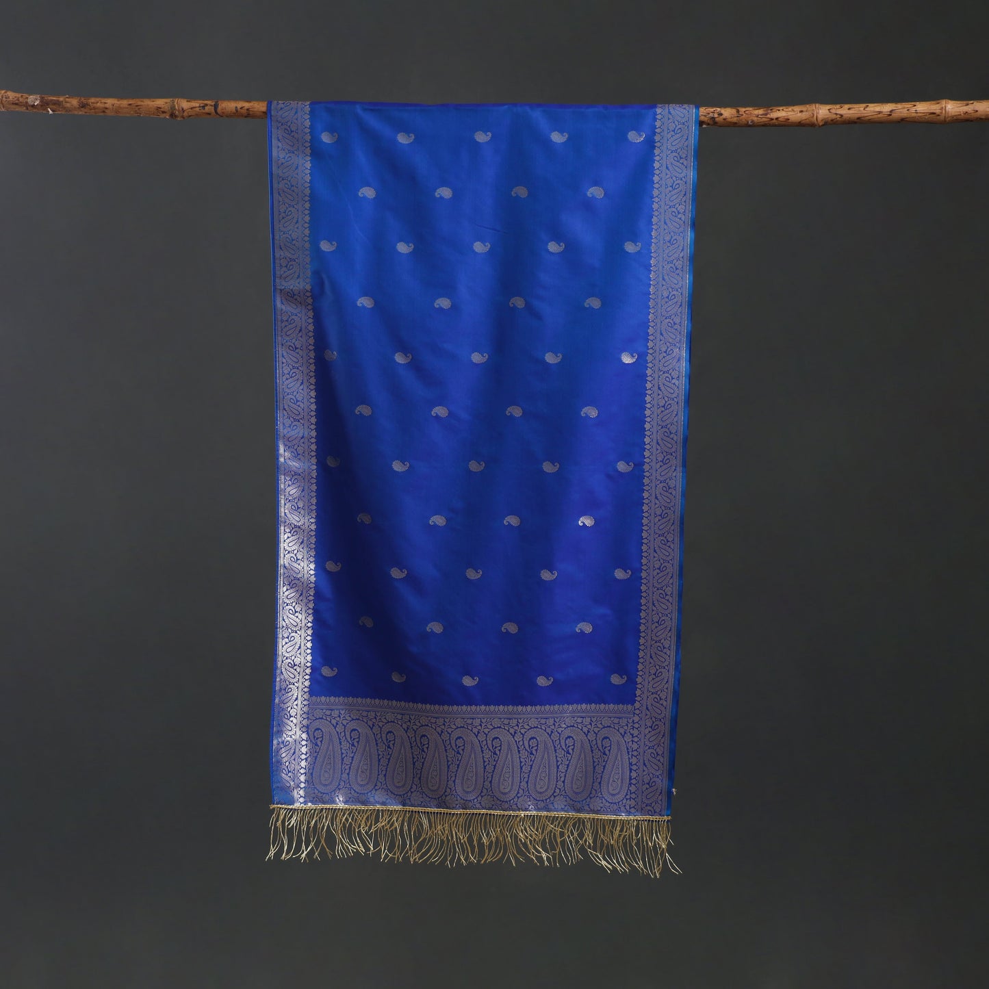 Brocade handloom semi silk banarasi stole 13 - handcrafted