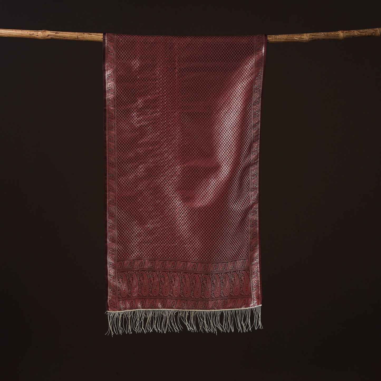 Brocade handloom semi silk banarasi stole 14 - handcrafted