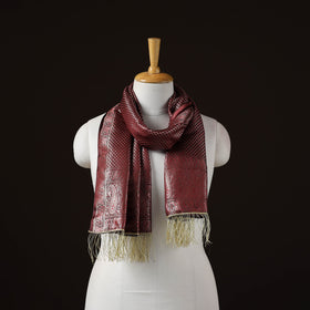 Brocade handloom semi silk banarasi stole 14 - handcrafted