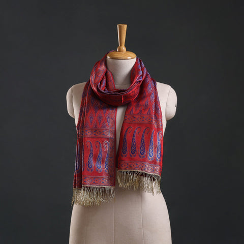 Brocade handloom semi silk banarasi stole 15 - handcrafted