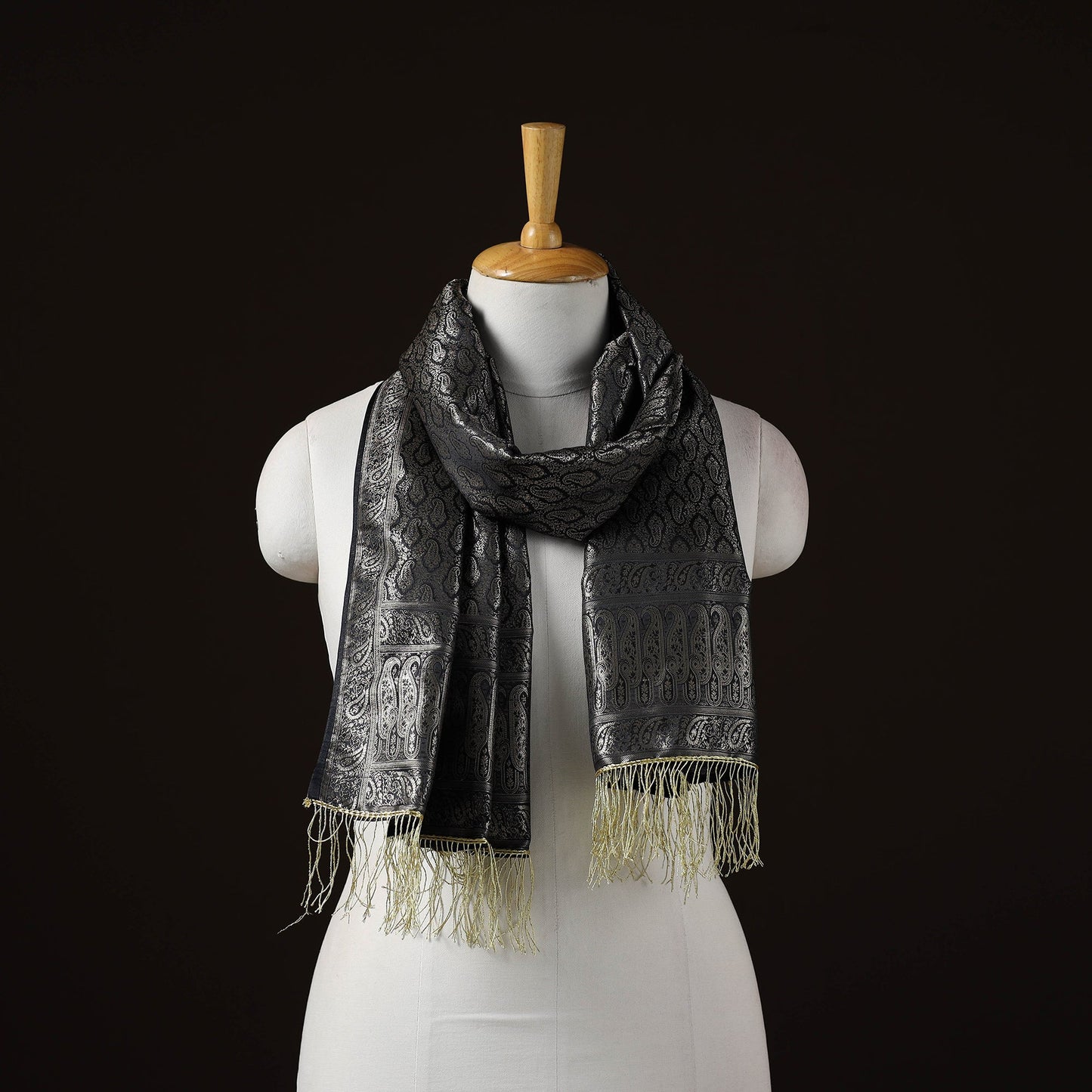 Brocade handloom semi silk banarasi stole 16 - handcrafted