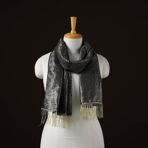 Brocade handloom semi silk banarasi stole 16 - handcrafted