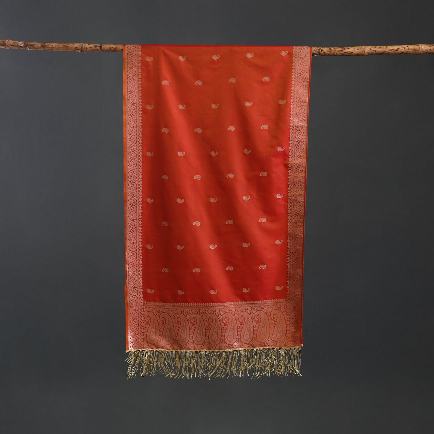 Brocade handloom semi silk banarasi stole 16 - handcrafted