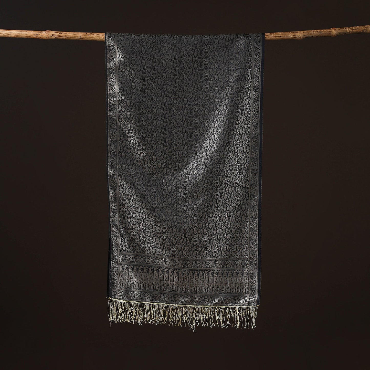 Brocade handloom semi silk banarasi stole 16 - handcrafted