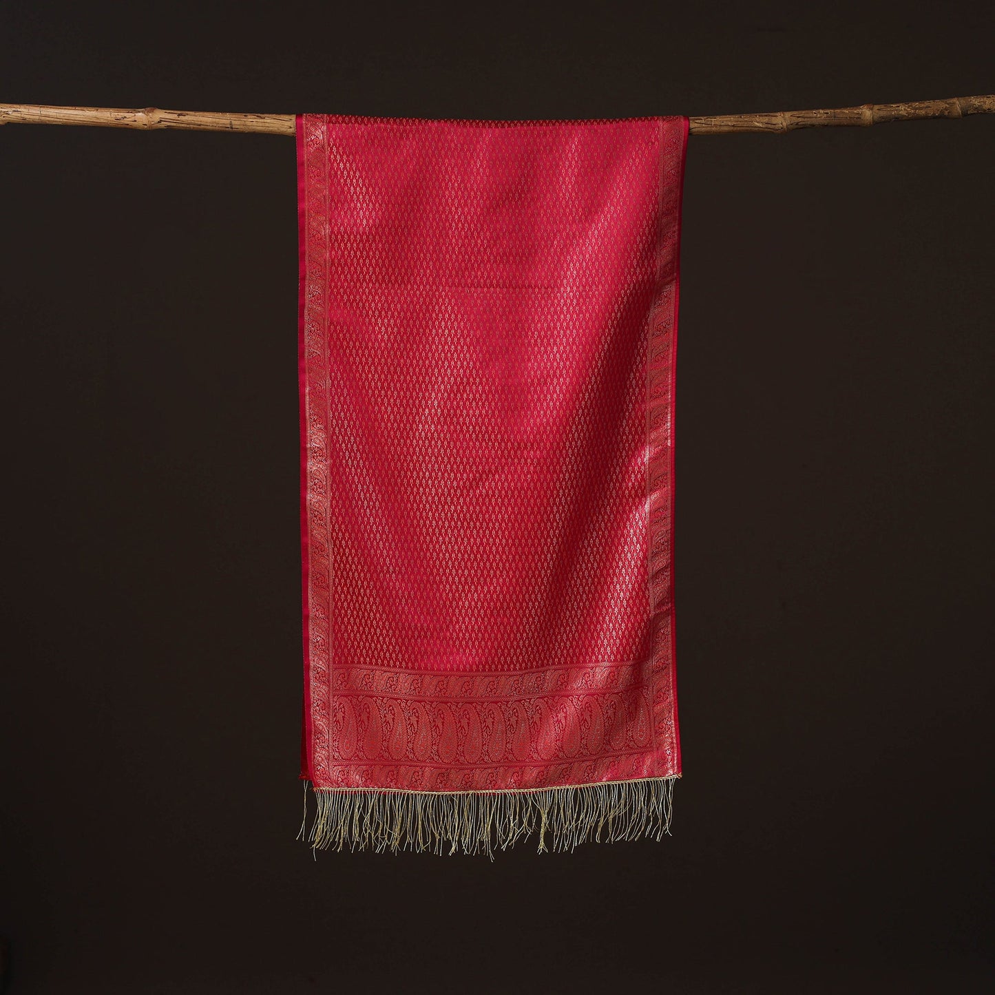 Brocade handloom semi silk banarasi stole 17 - handcrafted