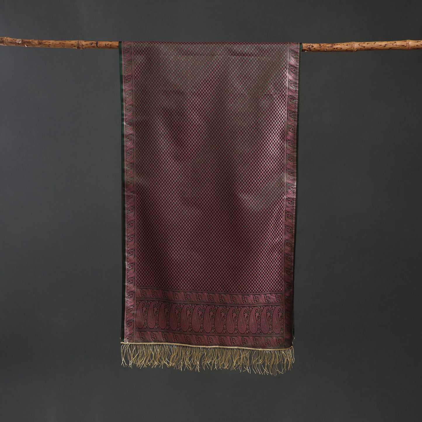 Brocade handloom semi silk banarasi stole 19 - handcrafted