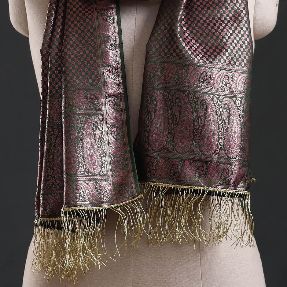 Brocade handloom semi silk banarasi stole 19 - handcrafted